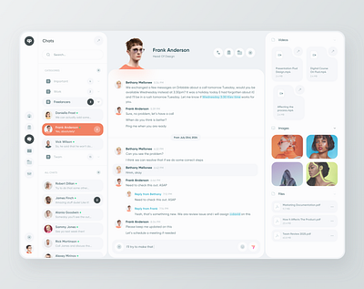 Prod. - Modern Chat Ui Design chat clean conversation files minimal profile sidebar slack telegram texting ui whatsapp white