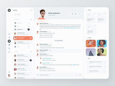 Prod. - Modern Chat Ui Design chat clean conversation files minimal profile sidebar slack telegram texting ui whatsapp white