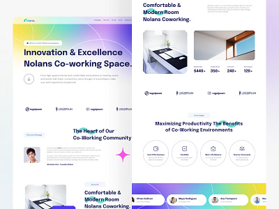 Nolans Co-Working Space Web Design agency business web cafe clean co working design gradient landing page modern nolans office rent space super ui ui design uiux we design website working place