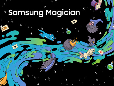 It’s not wizardry it’s just software! adobe animation card cat illustration magic motion motiongraphic muti night potion rabbit stars tech vector wizard