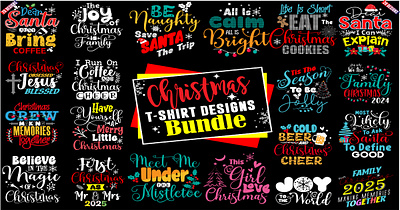 CHRISTMAS T-SHIRT DESIGNS BUNDLE app branding bundle christmas christmas tree design designs graphic design illustration logo love santa t shirt typography usa vector