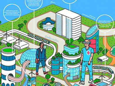 Cities of the future: editorial illustration city illustration city of the future cityscape editorial editorial illustration future future city futuristic futuristic city illustration illustrator landscape landscape illustration magazine magazine illustration map