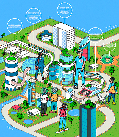 Cities of the future: editorial illustration city illustration city of the future cityscape editorial editorial illustration future future city futuristic futuristic city illustration illustrator landscape landscape illustration magazine magazine illustration map