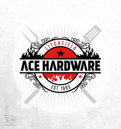 Logo hardware store chipdavid dogwings hardware logo tools vector