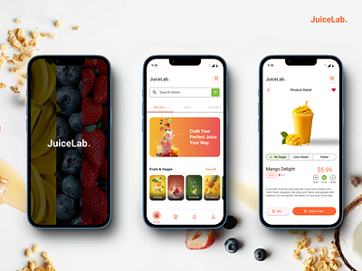 JuiceLab. - Healthy Beverages Ordering Mobile App fb healthy infuse water juice material design mobile mobile app smoothie ui design uiux