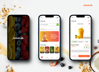 JuiceLab. - Healthy Beverages Ordering Mobile App fb healthy infuse water juice material design mobile mobile app smoothie ui design uiux