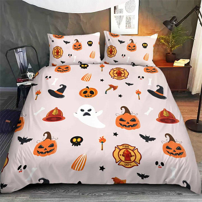 Halloween firefighter Bedding set for pod bedding set dropshiping graphic design pod print on demand