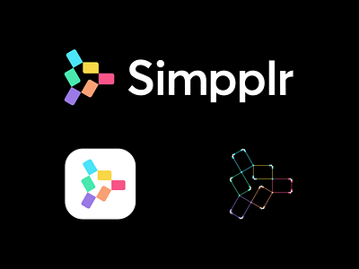 Simpplr abstract logo ai artificial intelligence branding data geometric logo mark minimal modern play simple startup logo tech technology logo