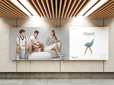 Claudie design banner billboard chair design furniture layout model photo session