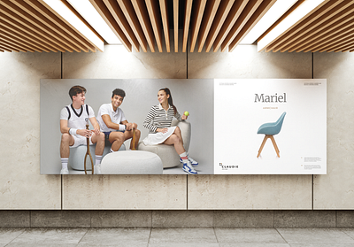 Claudie design banner billboard chair design furniture layout model photo session