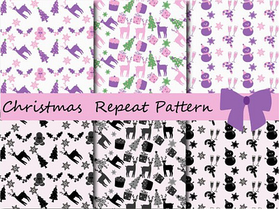 Christmas Repeat Pattern Designs 3d animation app branding design graphic design illustration logo motion graphics typography ui ux vector