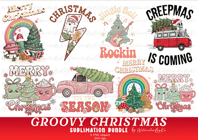 Groovy Christmas Bundle Sublimation 3d animation app branding design graphic design illustration logo motion graphics typography ui ux vector