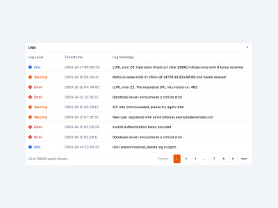 Logs Table UI 📜 button design list log minimal saas table ui web design