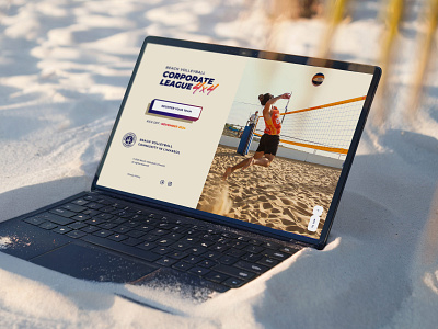 Beach volleyball tournament, landing page beach volleyball ideogram landing page mockup sum tournament volleyball web design