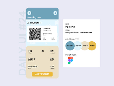 DailyUI #024: Boarding Pass 100daysofui daily 100 challenge dailyui24 figma figmadesign practice figma ui uidesign