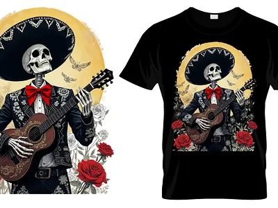 Mariachi Skeleton Day of The Dead Shirt Music Tee animation branding design graphic design illustration logo t sd tshirt typography vector