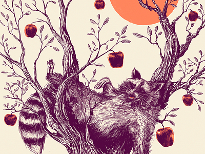 "Malus" Posters For Parks 2024 2024 apple drawing graphic design hand drawn illustra illustration ink minneapolis mpls parks poster posters print raccoon screen screenprint sean quinn