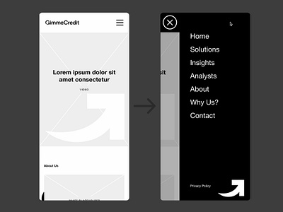 Website Wireframe Mobile Menu Animation (Figma Prototype) animation figma gsap mobile off canvas prototyping responsive design ui ux web design wireframe