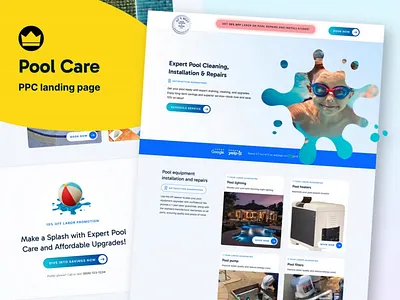 Pool Care Promotion PPC landing page design desktop pool cleaning pool service web design website