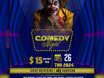 Flyer to promote a local Comedy Night Event graphic design