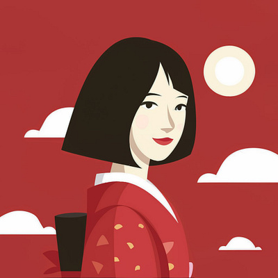 Japanese women flat vector illustration ai art ai illustrations animation graphic design