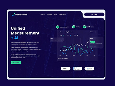 Data performance platform landing page MetricWorks 2d animation ai landing page ai platform data animation data landing page data website figma figma web illustration marketing peformance site metric platform metric website metrics animation saas tech landing page tech page tech platform tech website ui web design