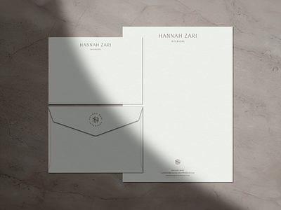 Hannah Zari Interiors Stationery brand identity branding design logo design logo design concept logotype stationery typography visual identity