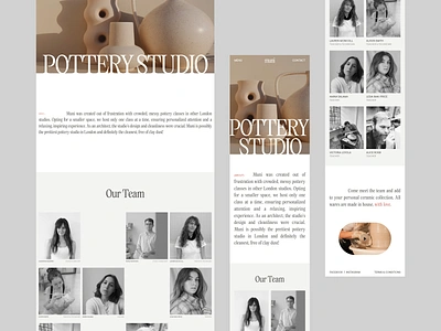 muni pottery studio - website redesign (about) about clean desktop mobile redesign studio team ui web