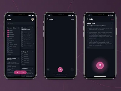 Voice-activated note-taking app audio assistance keep mobile note note taking app ui