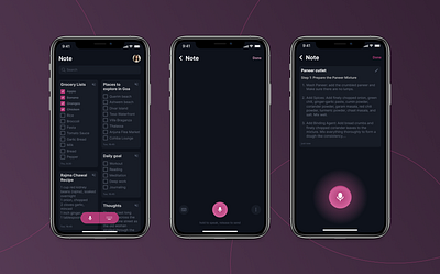 Voice-activated note-taking app audio assistance keep mobile note note taking app ui