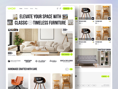 Ecommerce Landing Page Design - Furniture Website animation b2b clean decoration ecommerce furniture homepage interior design landing page online shop product design property sell shop startup store typography ui ux web design website design