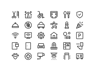 Features icons couch design feature features home icon icons illustration minimal minimalism minimalist pet pet friendly vector wifi window