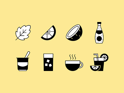 Beverage icons beverage beverages coconut design drink icon icons illustration lemon minimal minimalism minimalist mint tea vector