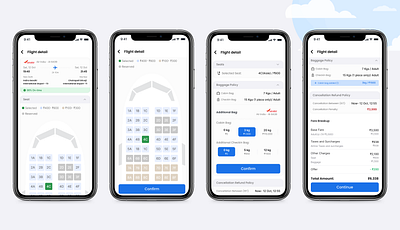 Flight Booking blue clean flight booking mobile seat booking ui