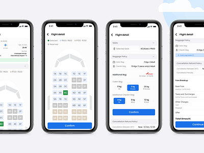 Flight Booking blue clean flight booking mobile seat booking ui