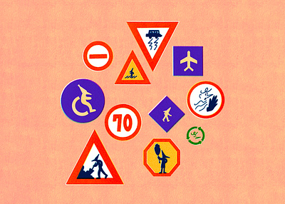 Traffic Signs airplane art artwork caution design illust illustration ipad peachtober24 photoshop riso sign slow speed stop tweetyheather verbot wait