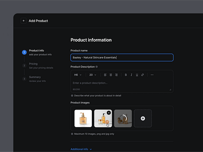 Add Product Flow - Dark Mode (SquareUi) add product design system figma product product design ui ux web design