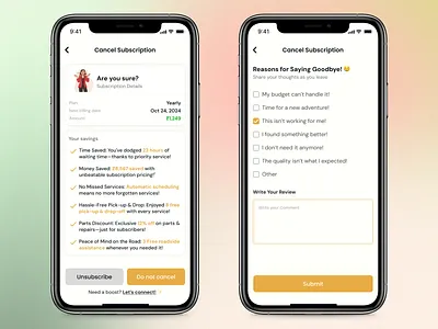 Subscription Cancellation cancellation clean ui mobile subscription ui