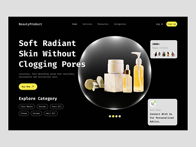 Beauty Product HomePage Design beauty beauty product design hero section homepage landing page oil product serum shakil ui web design website website design