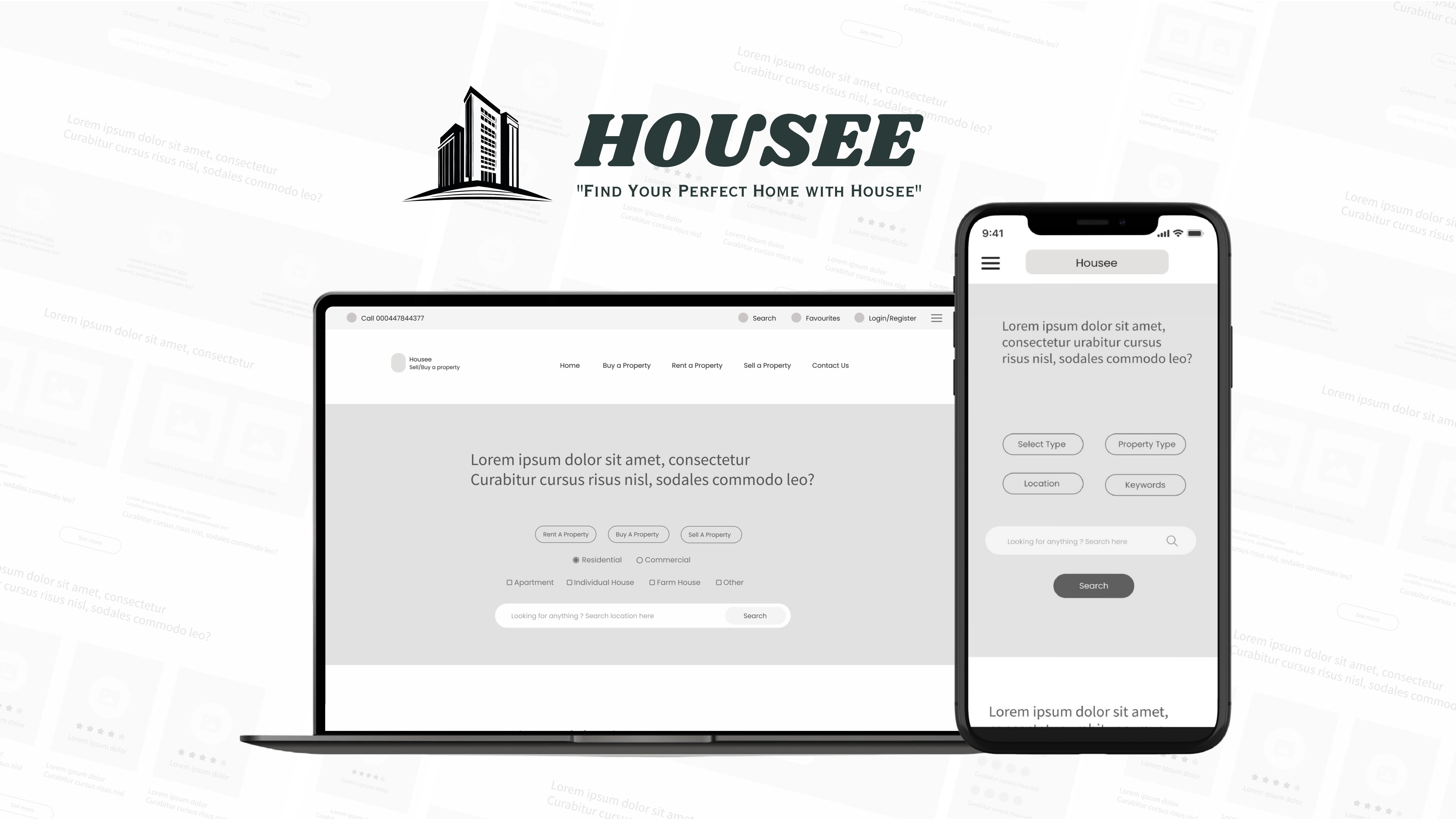 Housee - Website Wireframe Kit adobexd canva design figma mockups prototyping ui uiux wireframing