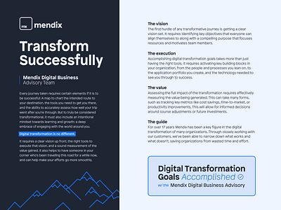 Digital Business Advisory ad blue design digital digital transformation figma formatting illustration low code mendix mountain one pager sucess text transfomation typography