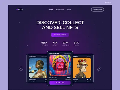 Wazoo Web3 hero crypto design hero section landing page nft ui user interface ux web design web3