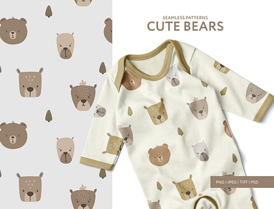 Seamless Patterns - Cute Bears graphic kids art pattern design