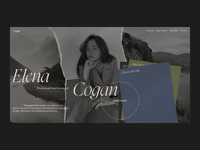 Elena Cogan Personal Website collage creativelayot editorial figma graphic design landing page logo personal website typography ui ui design web design web designer website