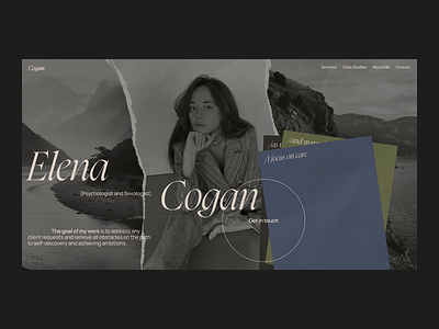 Elena Cogan Personal Website collage creativelayot editorial figma graphic design landing page logo personal website typography ui ui design web design web designer website