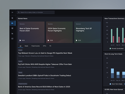 Market News application design charts dashboard design system fintech design interaction design news product design ui ux