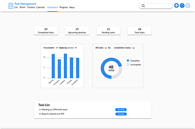 Task Management Dashbaord branding design graphic design logo mobile apps typography ui ux vector web apps designs