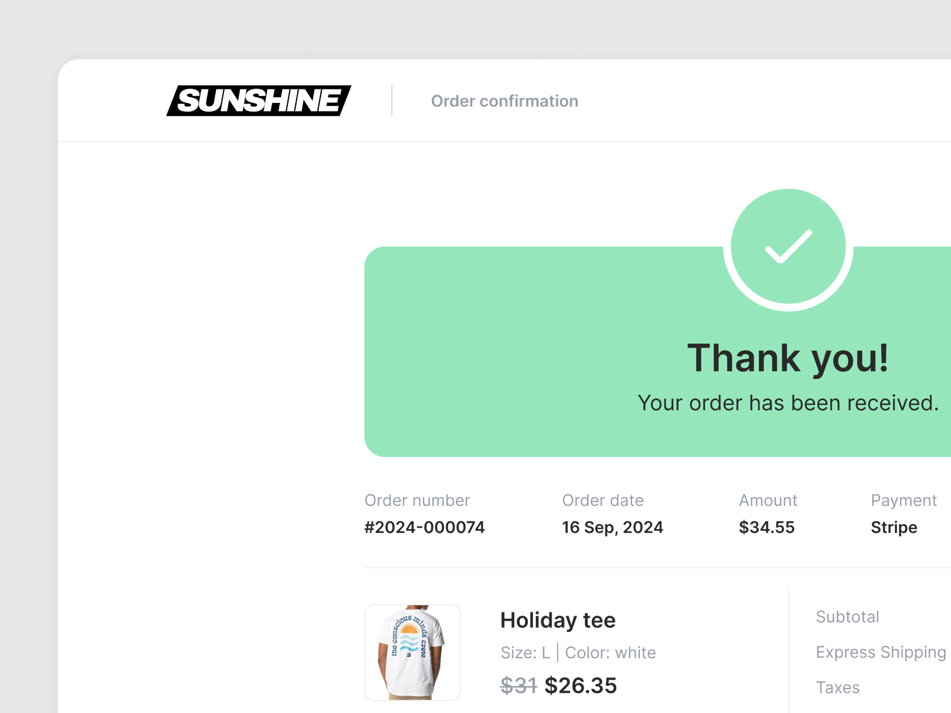 Thank you page cms confim confirmation dailyui ecommerce eshop graphic design order page thankyou total ui uidesigner website