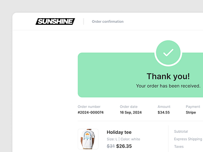 Thank you page cms confim confirmation dailyui ecommerce eshop graphic design order page thankyou total ui uidesigner website