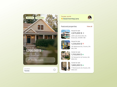 UI for a Real Estate app app design daily ui design home app list view mobile app product design real estate ui ui card ui kit uiux ux